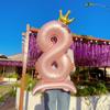 Balão digital de alumínio rosa com decoração de coroa de 42 polegadas, balão com número para decoração de festa de aniversário, suprimentos para meninas, lembrancinha de aniversário