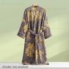 Print Flower Cotton Gauze Kimono Bathrobe Gown Female Robe Negligee Loose Home Dressing Gown Sleepwear Spring Summer Nightwear