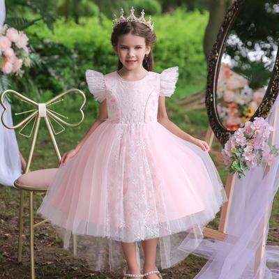 Mädchen Geburtstag Prinzessinnenkleid Blumenmädchen Gastgeberin Laufstegkleid Juni 1 Aufführung Schleppendes Tüllrock Atmungsaktives Netz Formelles Outfit