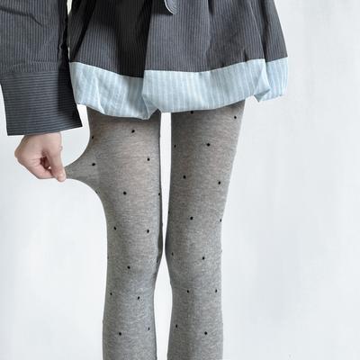 Autunno e inverno retrò a pois collant grigio cotone fondo piatto leggings calzini snellenti pantaloni caldi autunnali