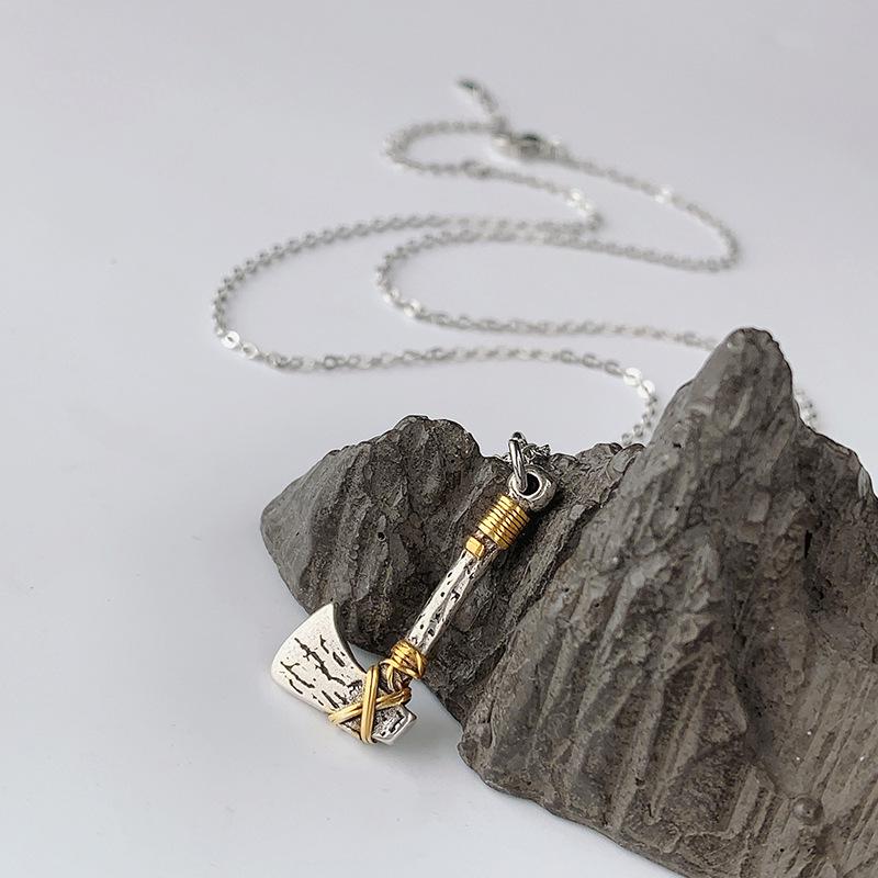 Silber & Gold Kleiner Axt Anhänger Halskette – Personalisierte Hip Hop Schlüsselbein Kette