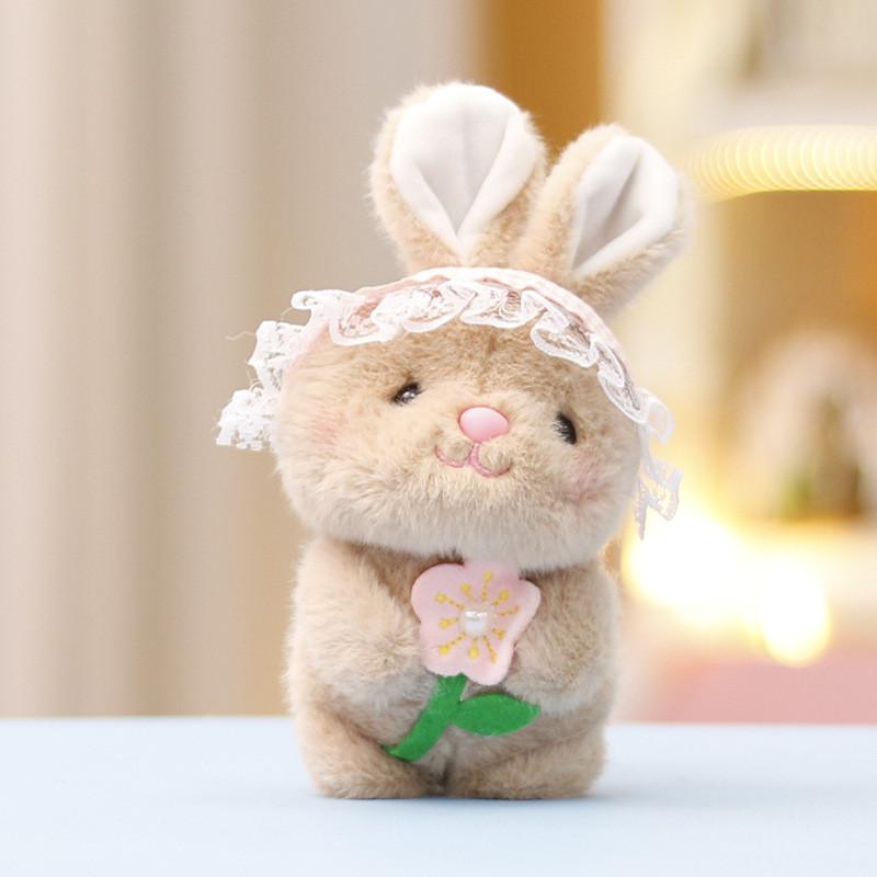 Rabbit Cute Rural Embracing Flowers Plush Toy Keychain Kid Gift Perfect Choice
