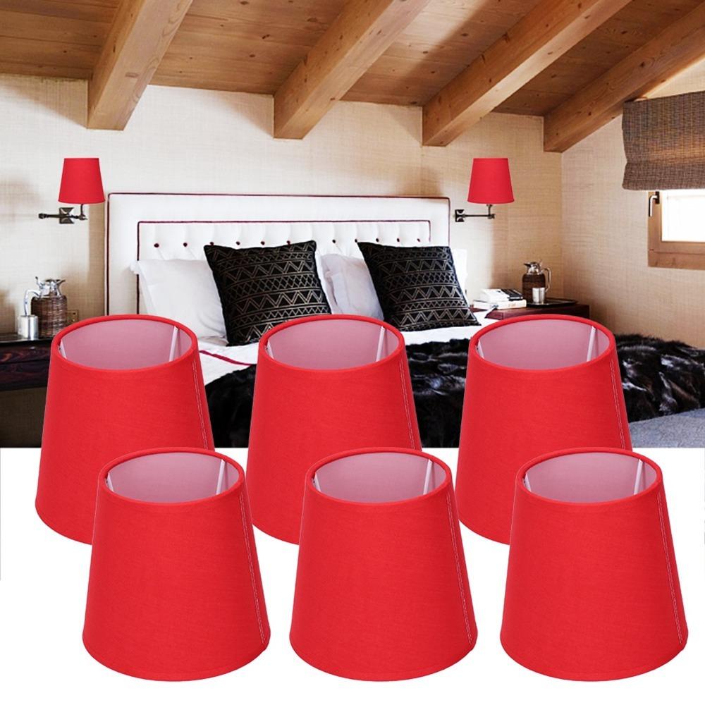 

6PCS Fabric Fabric Lamp Shade Barrel Shape Light Fixture Pendant Lamp Shade Living Room Decoration червоний