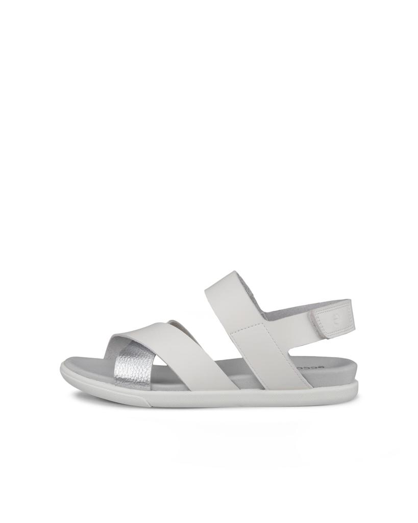 ECCO Samara Flat Women's Sandal, White/Pure Silver, 8-8.5