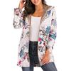 Women's Casual Retro Floral Fleece Jacket Long Sleeve Zip Hoodie Thermal Coat with Pocket Manteaux Dames Outerwear