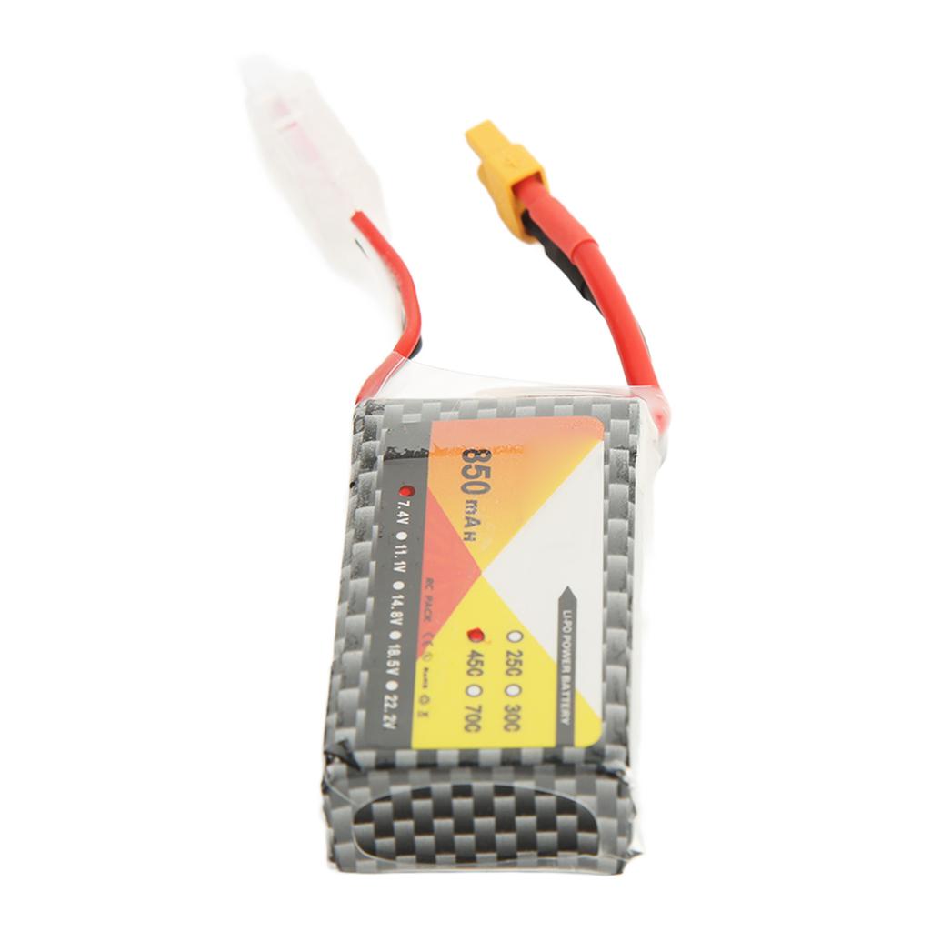 7.4V 850mAh 45C 2S Lipo Battery with XT30 Plug Replacement Accessory for FPV RC Racing Car Quadcopter