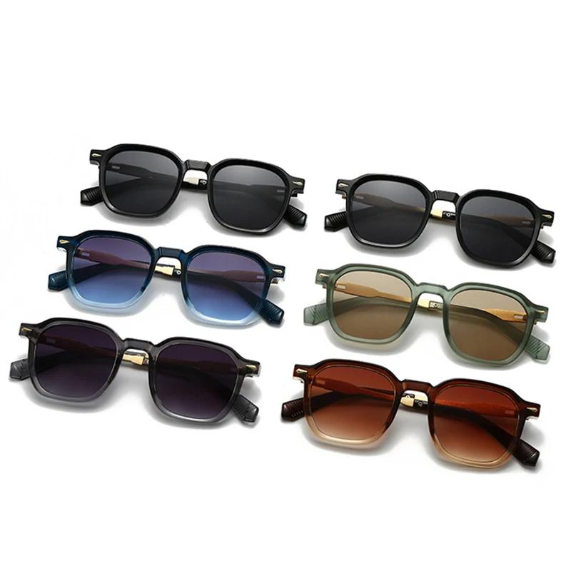  Fashion Square Men Sunglasses Retro Gradient Green Shades UV400 Rivets Women Sun Glasses