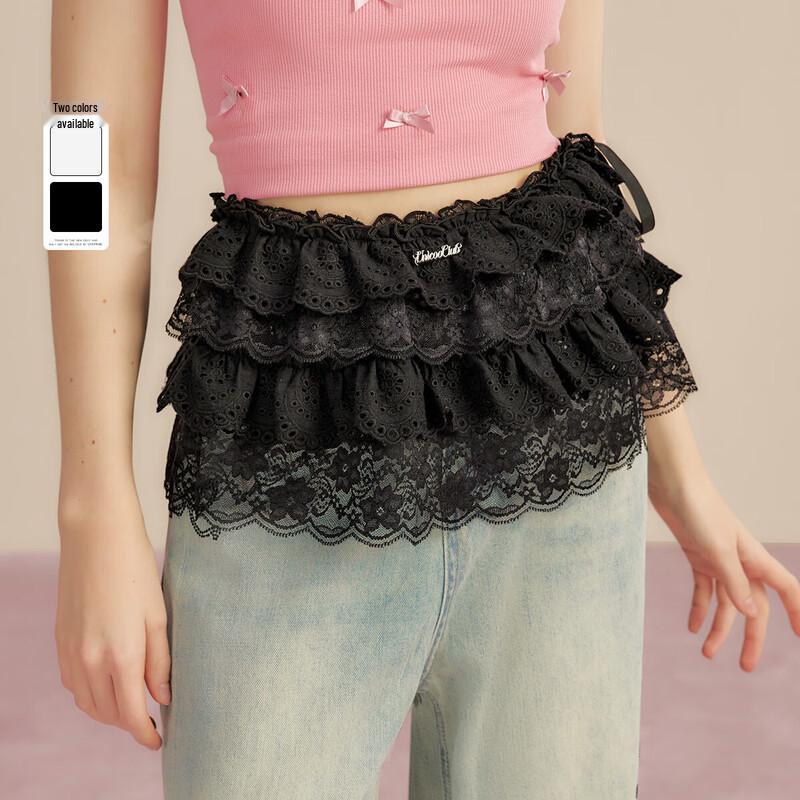 UNIFREE Lace Embroidery Ballet Style Mini Skirt One Size