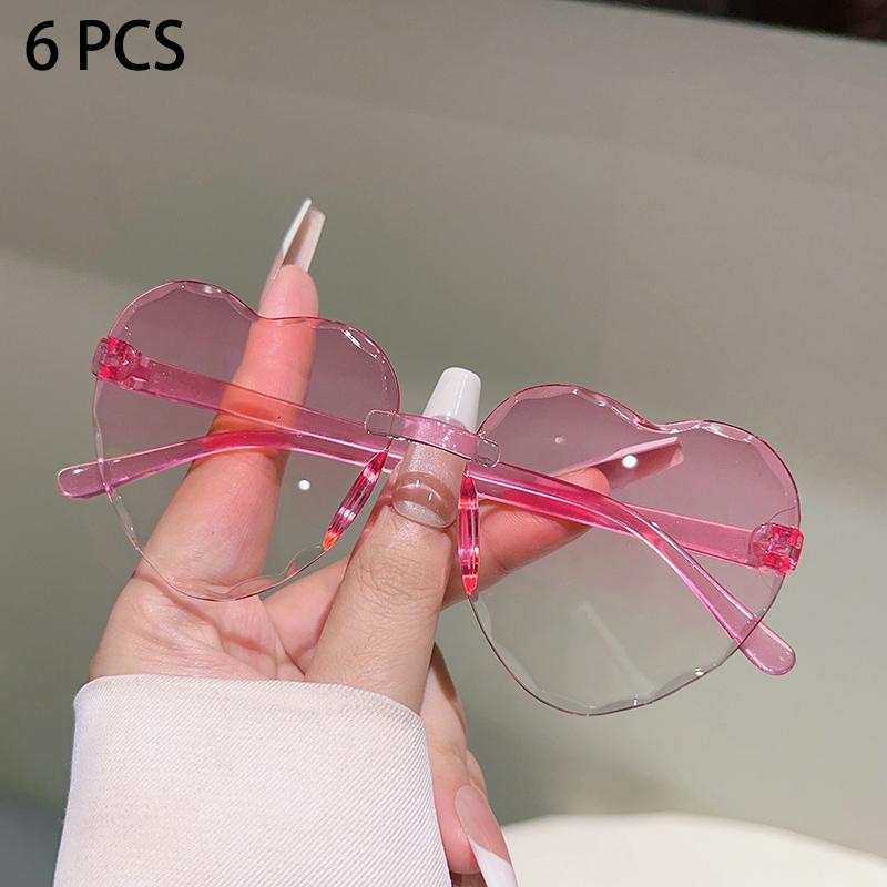 1/6 Pcs Rimless Heart Shaped  Sunglasses for Kids  New Cute Multi-color Children Shades Ins Trendy Design Decor Sun Glasses