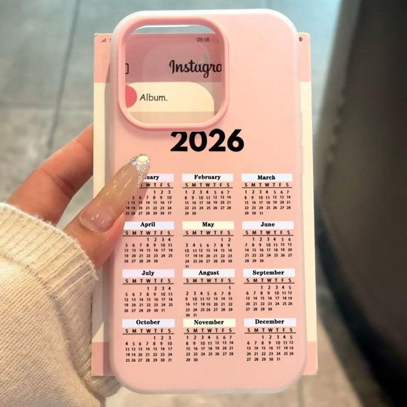 Fashion New 2026 Calendar Pattern Phone Case For iPhone 17 16 Pro Max 15 14 13 12 11 XS X XR 16E 7 8 16 Plus 17 Air Jelly Cover