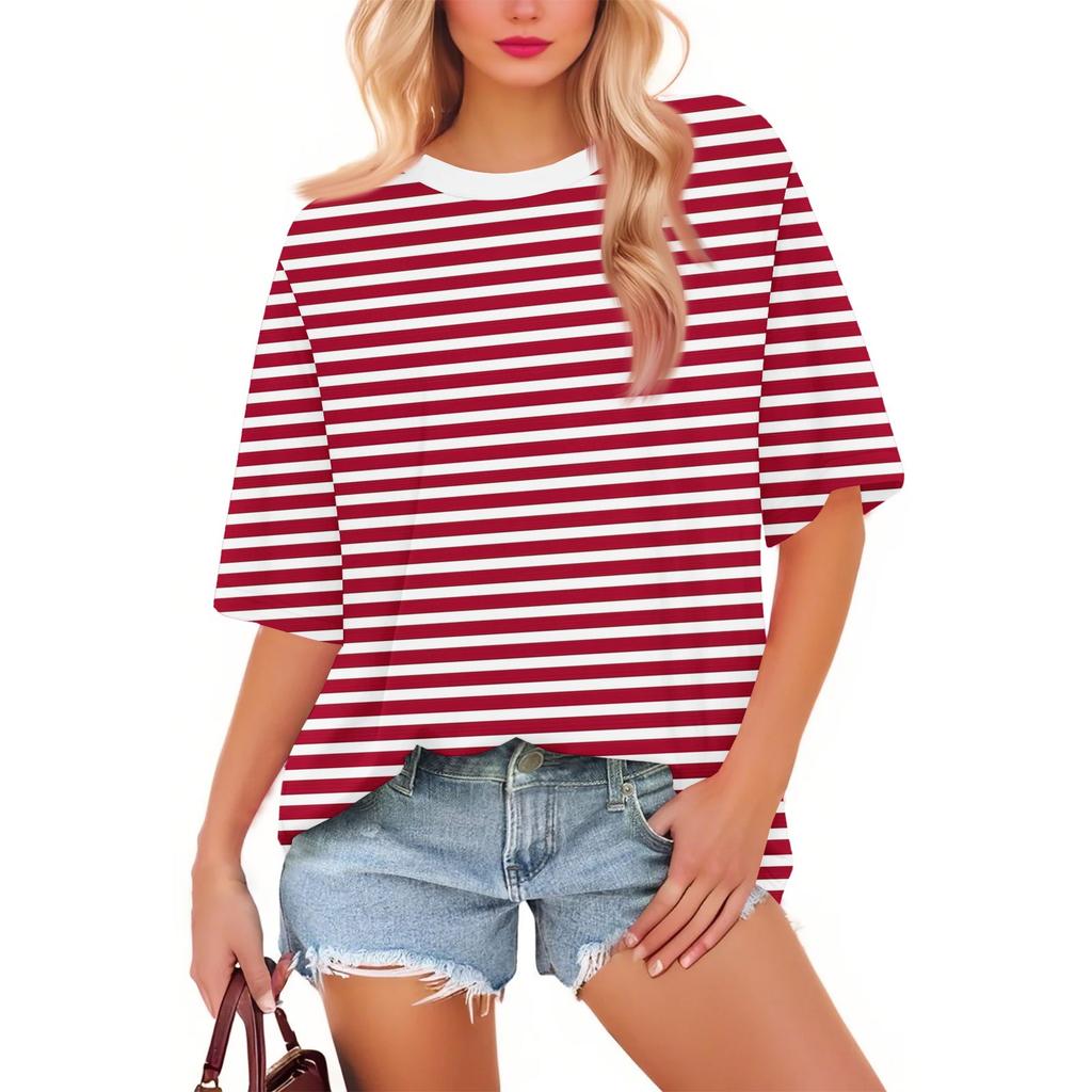 Dámská móda Ležérní Květinová Volná Kulatý Výstřih Krátký Rukáv Trendy Dovolenkové Tričko Top