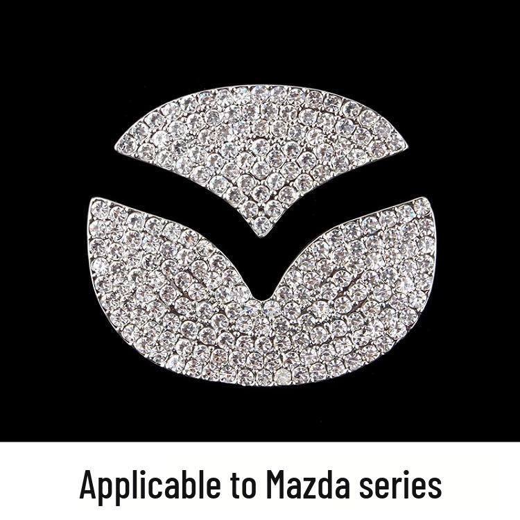 Naklejka z logo na kierownicę z cyrkoniami - Stylowa dekoracja wnętrza samochodu