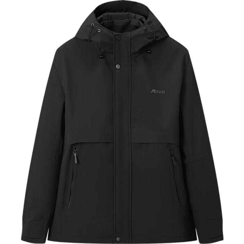 

HLA Men s Drawstring Hooded Plush Lined Casual Jacket L