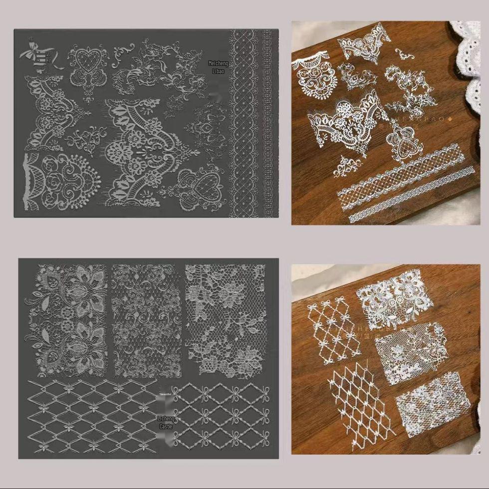 High Transparency Silicone Nail Art Lace & Flowers Embossing Mold