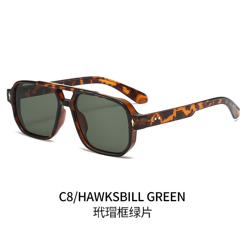 New Square Double Beam Sunglasses Men'S Casual Driving Sunglasses Business Style Decorative Sunglasses