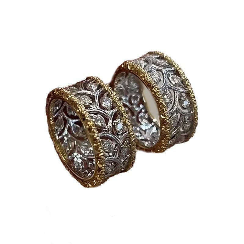 Luoxi Temple Jewelry: 925 Sterling Silver Retro Hollow Ring for Women - New Light Luxury Style