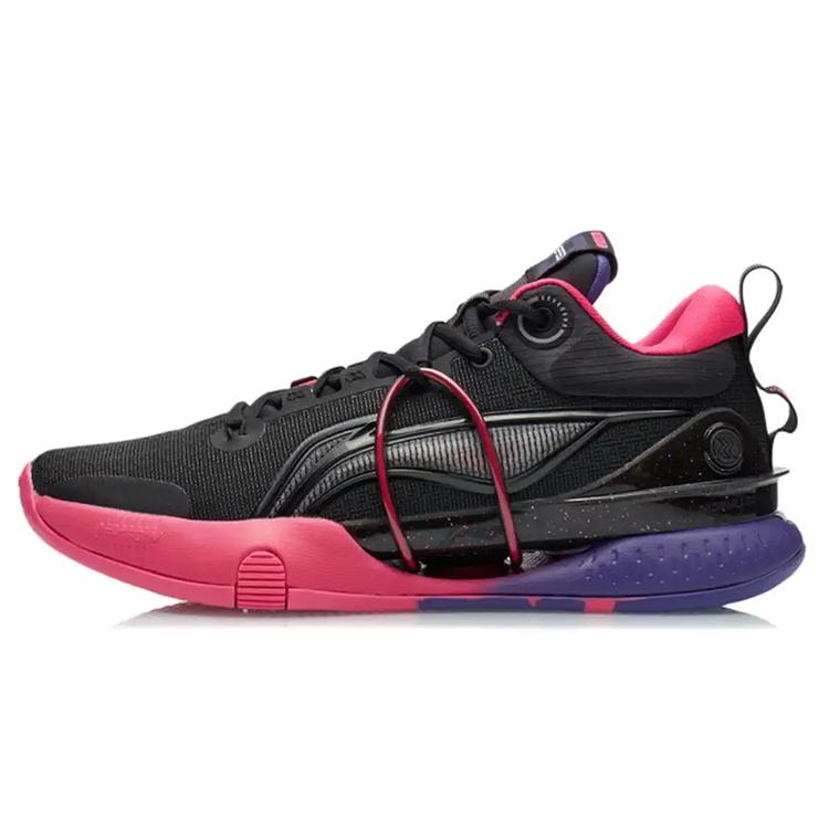 New LINING Speed 8 Basketball Shoes Men Low Top Black/Pink/Purple ABAR071-2
