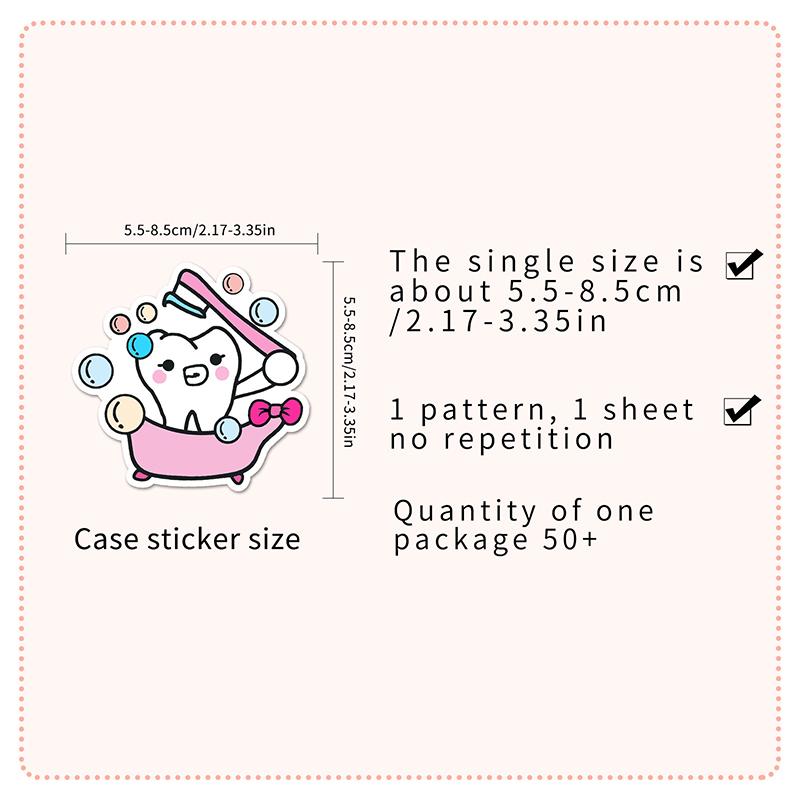 50 Sheets Protect Teeth Cartoon Stickers For Kids Students Graffiti Laptop Stationery Luggage Cute Sticker Dental Clinic Gifts