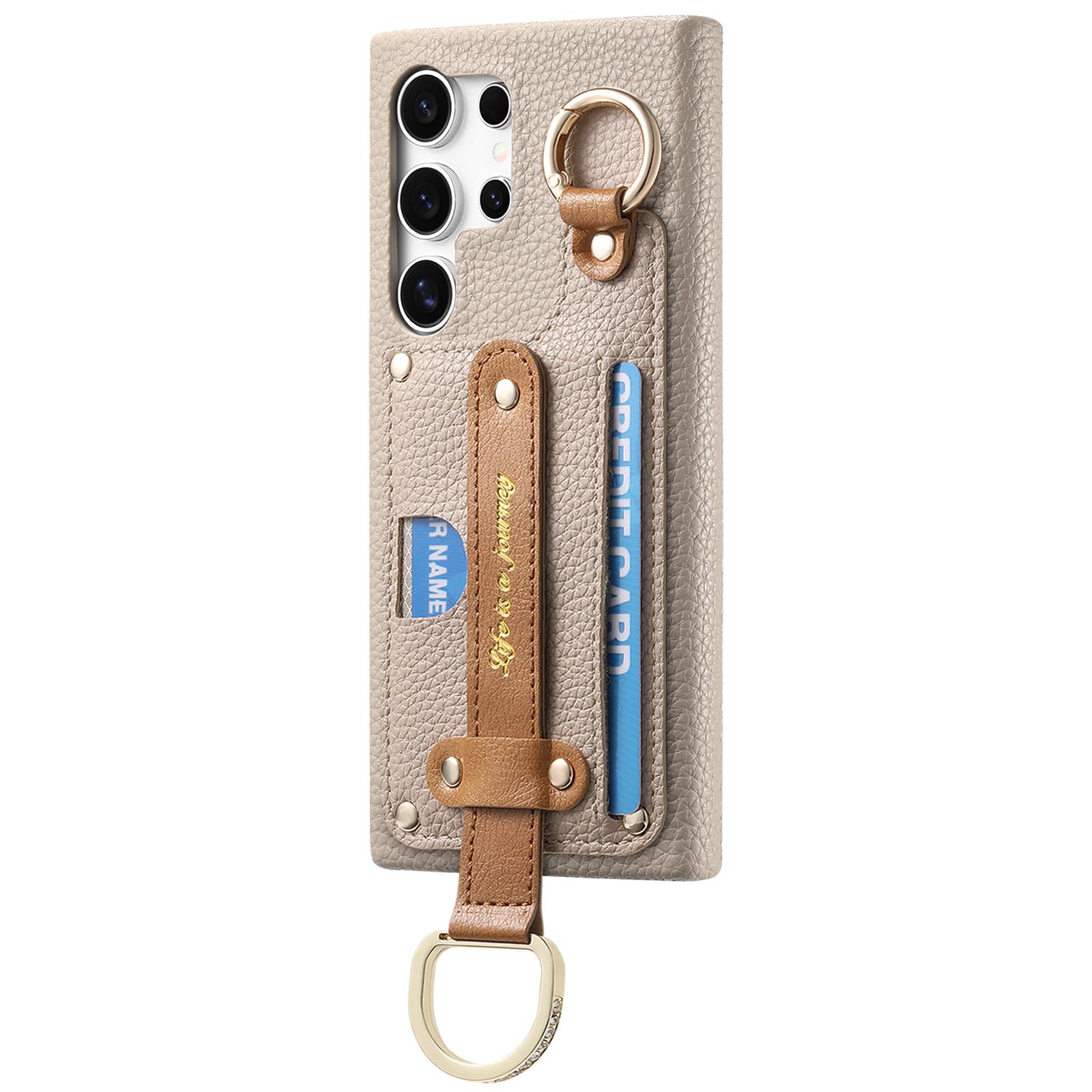 

Wristband Cards Solt Ring Holder Leather Wallet Case For Samsung Galaxy S24 Ultra S23 Plus S22 A55 A15 A35 A25 A54 Stand Cover For Samsung A05 хакі