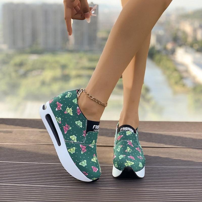 Large size sports shoes for women's spring and autumn new printed one-pedal casual shoes for women