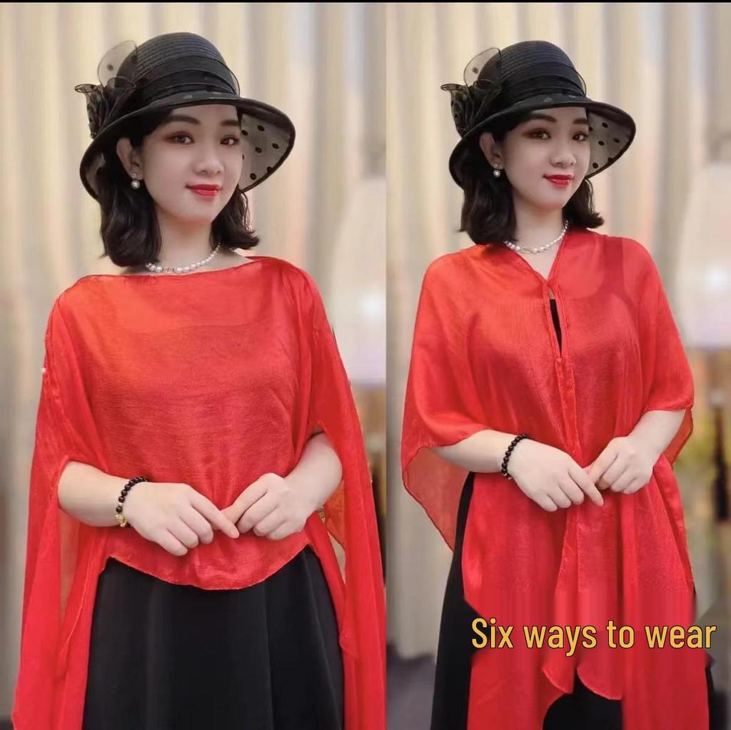 Summer Fashion Solid Color Sun Protection Silk Scarf Shawl for Women