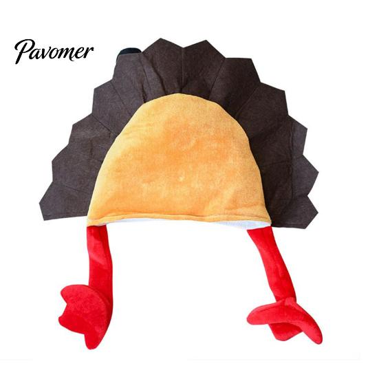 Thanksgiving Costume Accessory Plush Turkey Hat, Funny Trot Unique Decoration Novelty Headpiece for Women Men Holiday Celebration Dinner Outfit