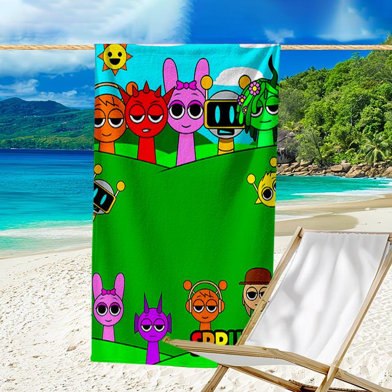 1pc SPRUNKI8 Beach Towel, Beach and Seaside Swimming Pool Equipment, Fashion Pattern, Rectangular, Travel Essentials