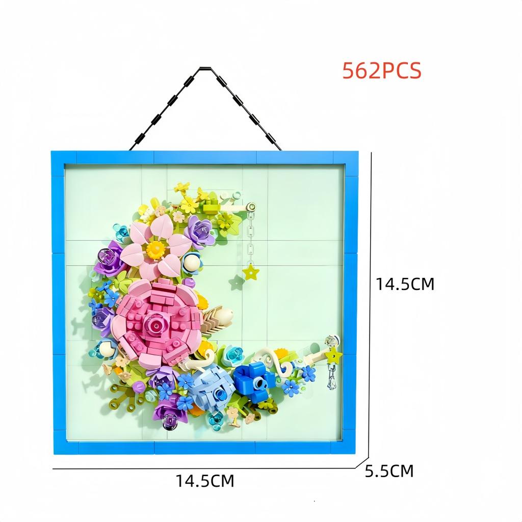 KNEW BUILT Innovative Building Block Flower 3D Po Frame Ornament-Ideal DIY DecorGift for GirlWall Hanging & Educational Toy