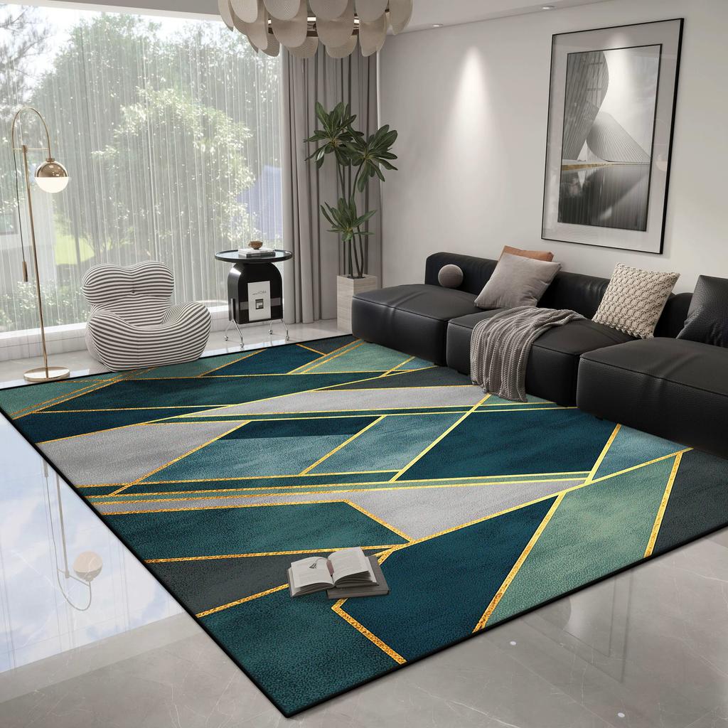 Modern Geometric Carpet Living Room Light Luxury Decoration Bedroom Non-slip Rug Easy Cleaning Lounge Plush Floor Mat Washable