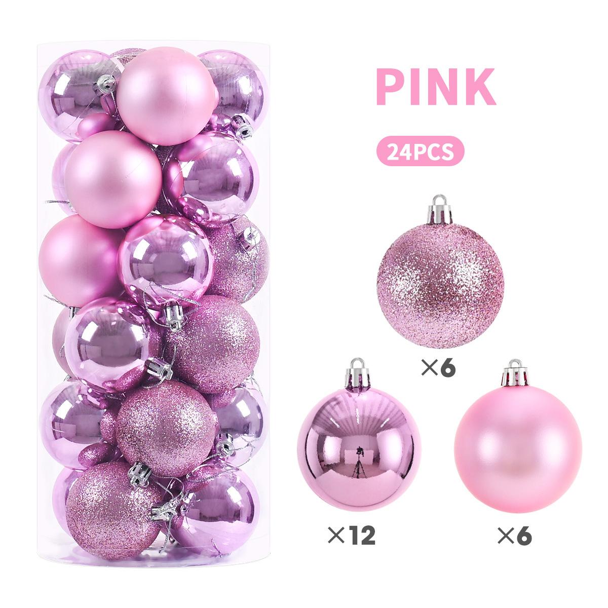 

24 шт. 6 см Рождественские шары Украшения для Рождественской елки - Рождественские украшения Подвесной шар для праздничной вечеринки 3cm розовый