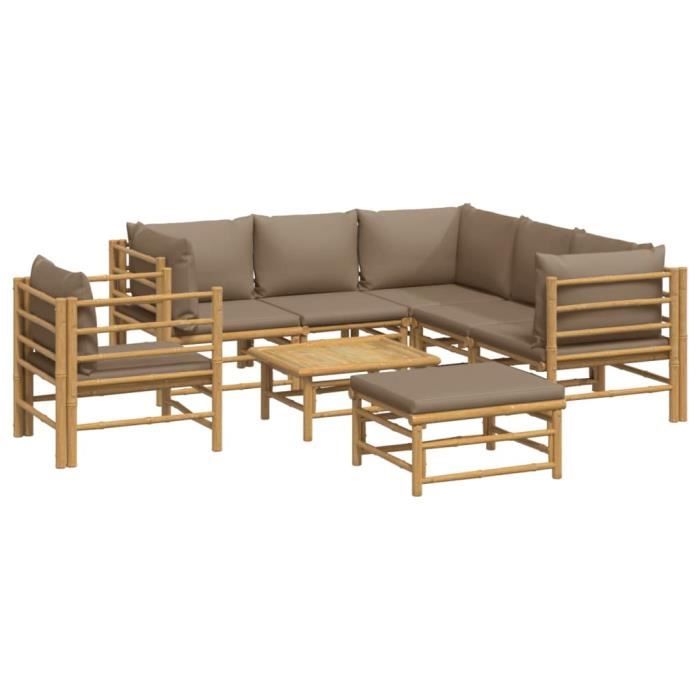 VidaXL Garden Lounge Set 8 Pcs with Taupe Cushions Bamboo 3155126