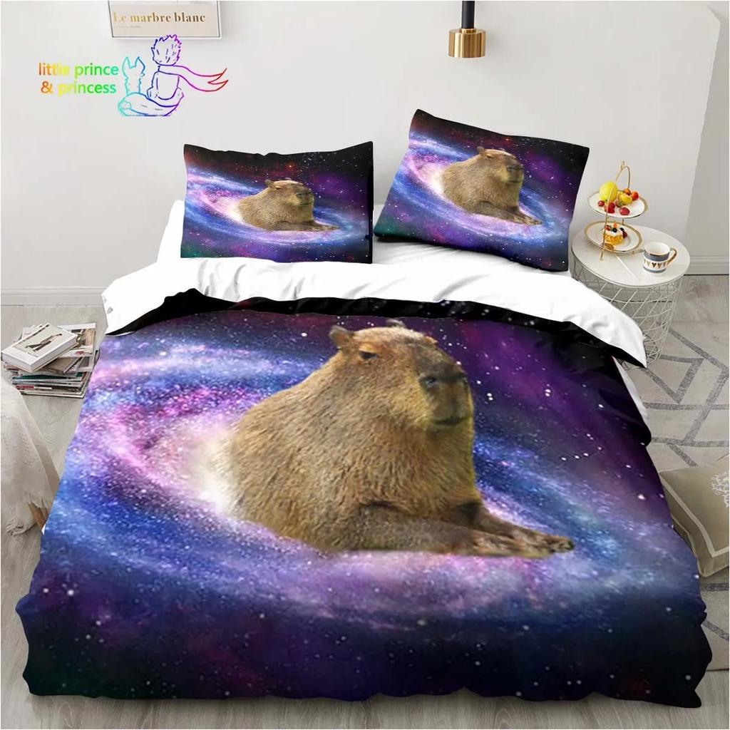 Kawaii Cute Animal Capybara Cartoon Comfortable Duvet Cover Pillowcase Bedding Set Children Bedroom Decoration Home Textile