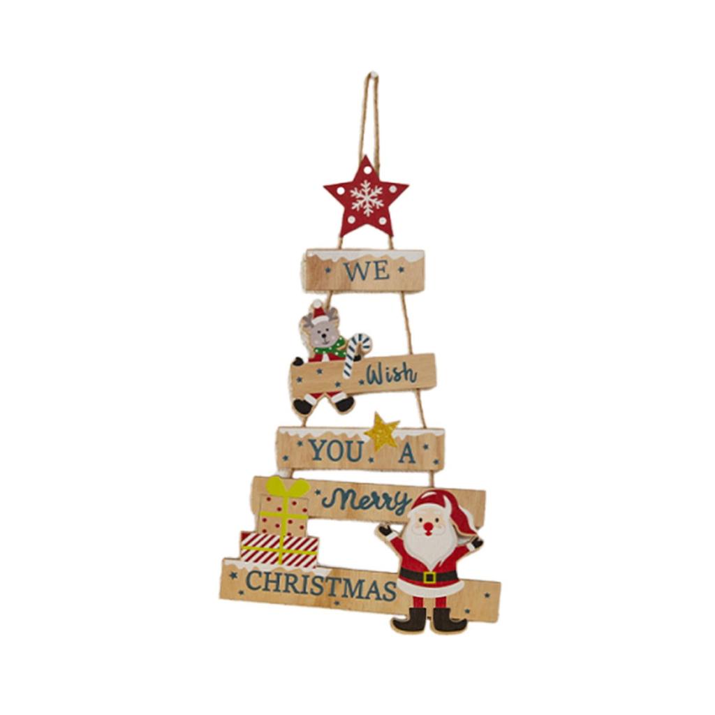 Festive Christmas Wooden Hanging Sign Merry Christmas Wall Ornament Decorative Plaque for House Ornaments Room Decor