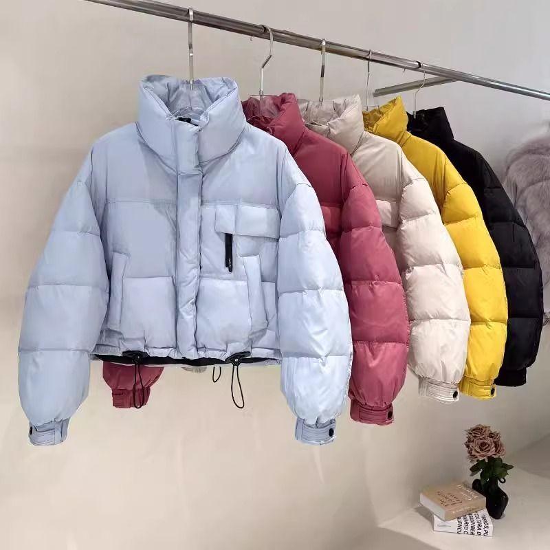 Giacca Corta da Donna Stile Coreano Collo Alto Minimalista Cappotto Invernale Ispessito Capospalla Caldo