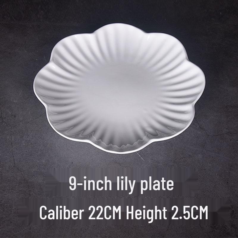 Тарелка Лилия: Креативная неровная белая керамическая тарелка для дома и коммерческого использования