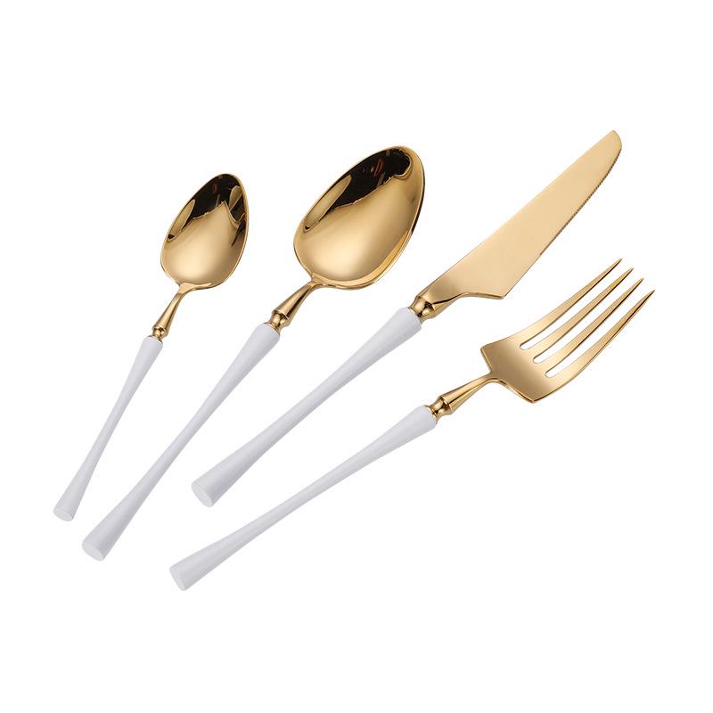 Stainless Steel Small Waist Cutlery Set: Steak Knife, Fork, Dessert Spoon, Mirror Finish.