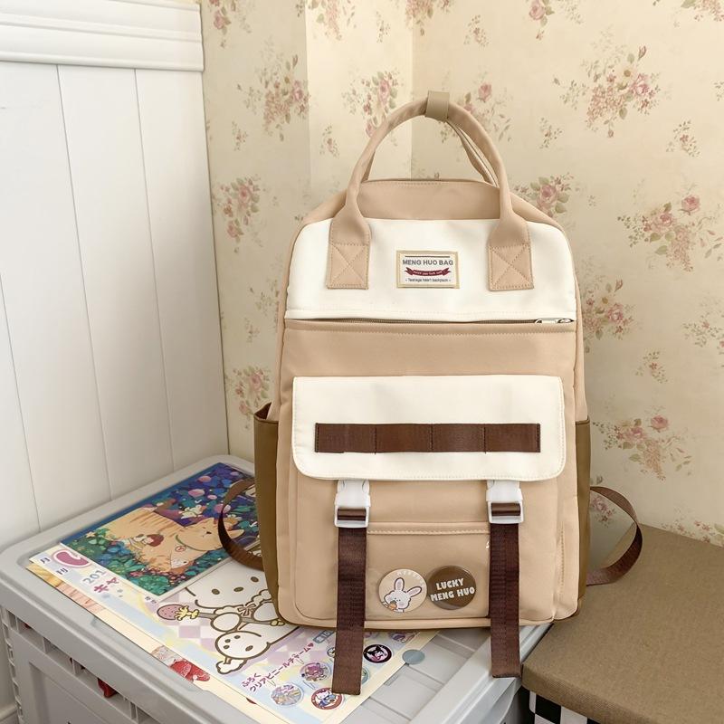 New high-value and lightweight schoolbag for junior high school students, college students, niche contrasting colors, portable backpack for women