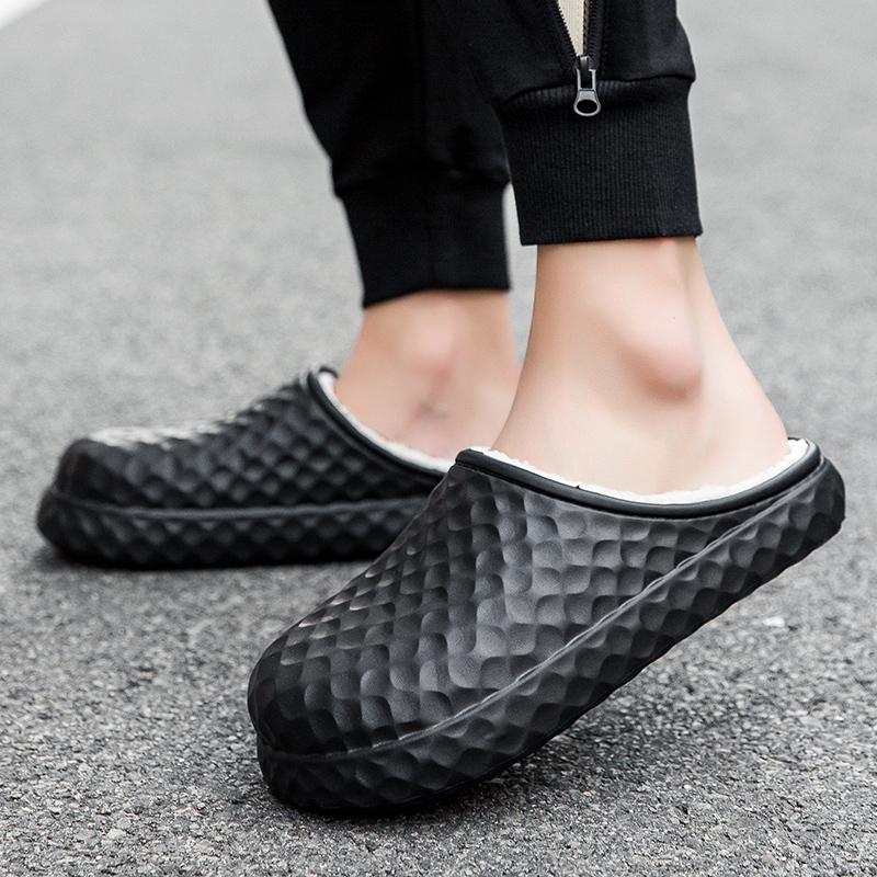 Men Warm Winter Cotton Shoes Women Warm Fur Home Slippers EVA Non-Slip Plush Slippers Indoor Couple Thick Sole Footwear Slides