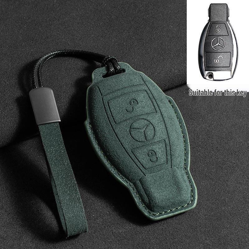 Mercedes Key Case with Alcantara, Compatible with E-Class, S-Class, C-Class, B-Class, GLC, GLB—Full Coverage Protection