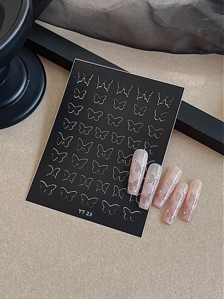 Nail Art Accessories: Adhesive Stickers, Star & Butterfly Designs, Glue Pads, Spray Paint, Small Decor Elements