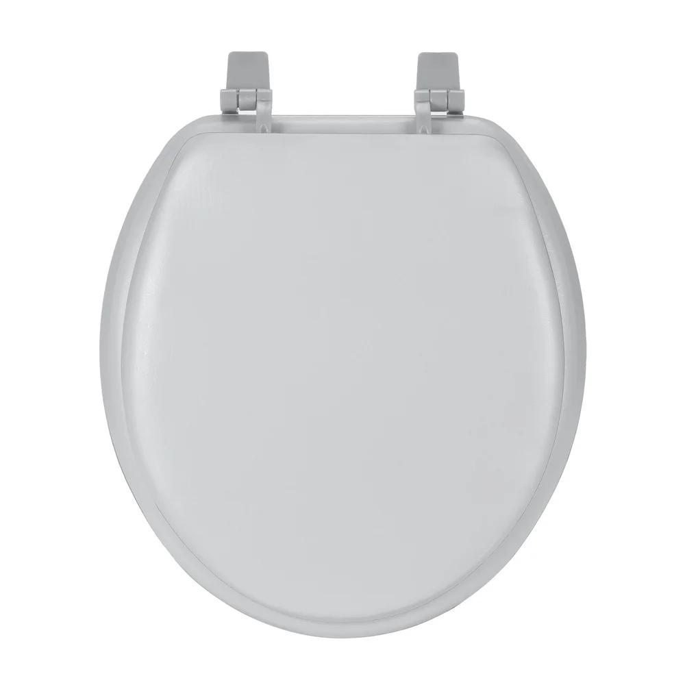 Cushioned Vinyl Toilet Seat Soft Standard 17 Inch Easy Installation Adjustable Hinges All Mounting Hardware Included Comfortable