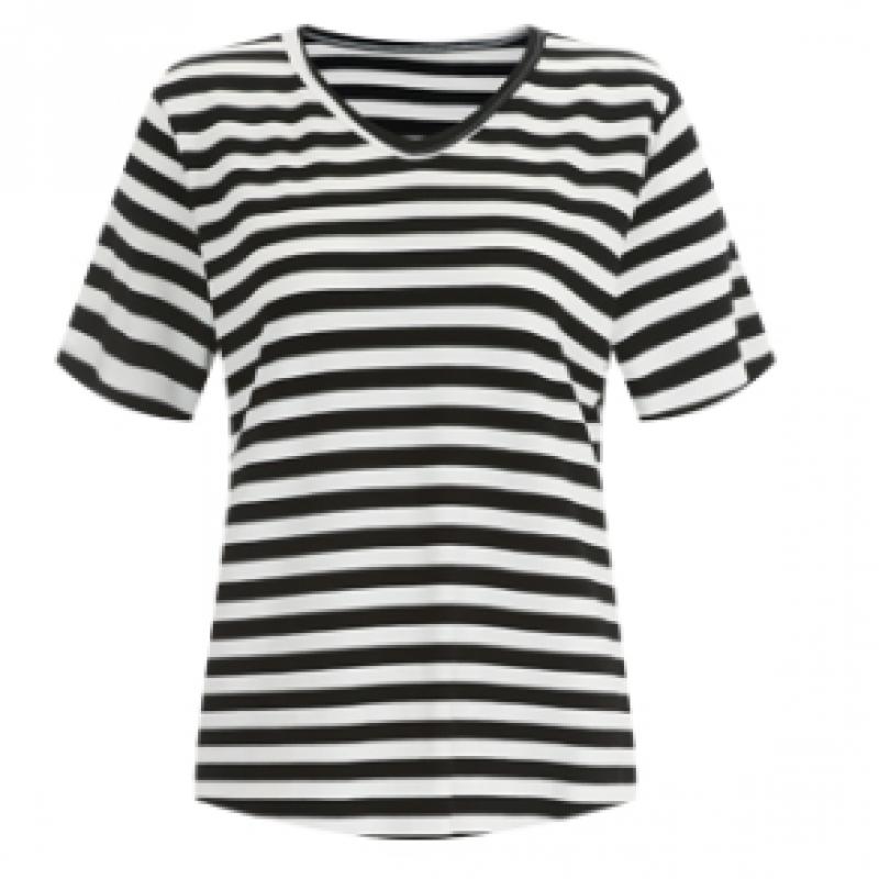 Shop   Women V Neck Regular FiT STripe ShorT sleeVed T shirT Burgundy Dai Wsh 12