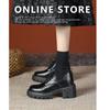 10Cm small inner height increase high heel thick sole lace-up small leather shoes women's new single shoes