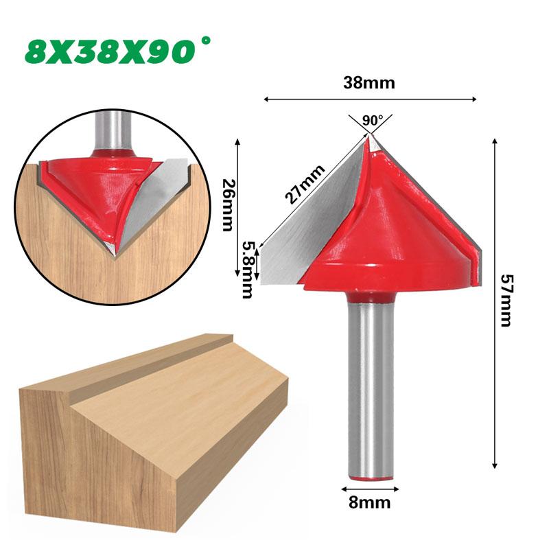1pc 8mm Shank 60 90 120 150 Degrees V Groove Wood Router Bit Solid Carbide End Mill Woodworking Tools
