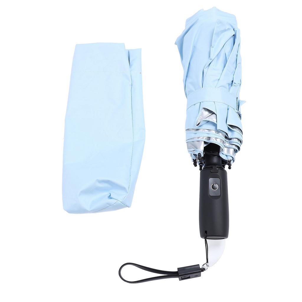 Sun Umbrella with Built In Fan USB Rechargeable Portable Safety Netting UPF 50 Rain Umbrella for