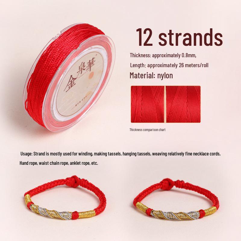 Handmade Red String Woven Bracelet: Jade Thread Braided DIY Material