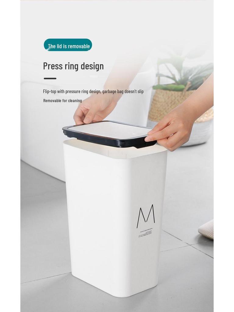 Large Press-Lid Trash Can for Kitchen, Living Room, Bedroom, and Bathroom - Deer Design