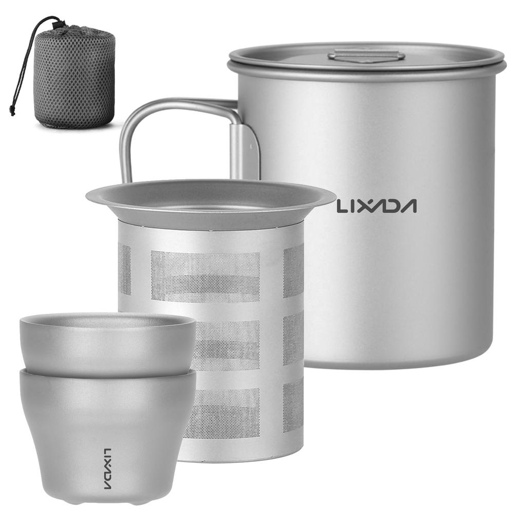 Outdoor Camping Ti 375ml Mug with Lid and Tea Filter Tea Cup for Camping Hiking Travel