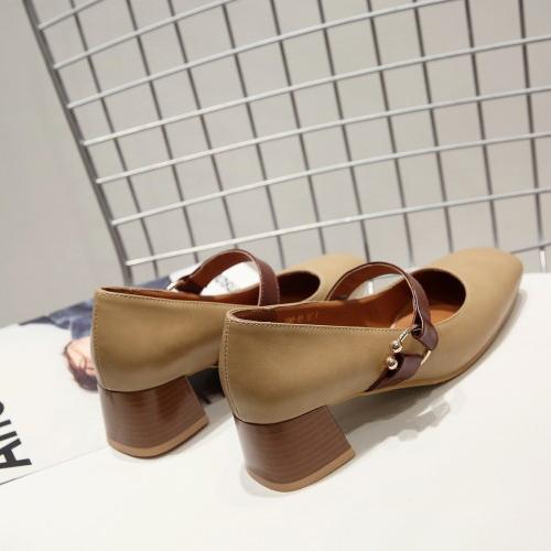 Women's High-heeled Single Shoes Spring and Summer New Thick Heel Large Size Light Mouth Low-top Shoes Simple Four-season Shoes