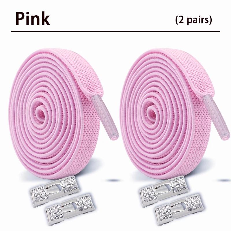 2 Pair Diamond Lock Shoelaces Without Ties Elastic Laces Sneakers No Tie Shoe Laces Kids Adult Wide Shoelace Shoe Accessories